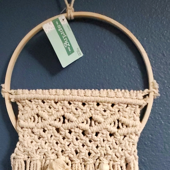 Macrame Hoop Pocket Boho Wall Hanger - Picture 2 of 7